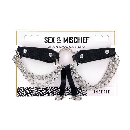 Chain Lace Garters - Black