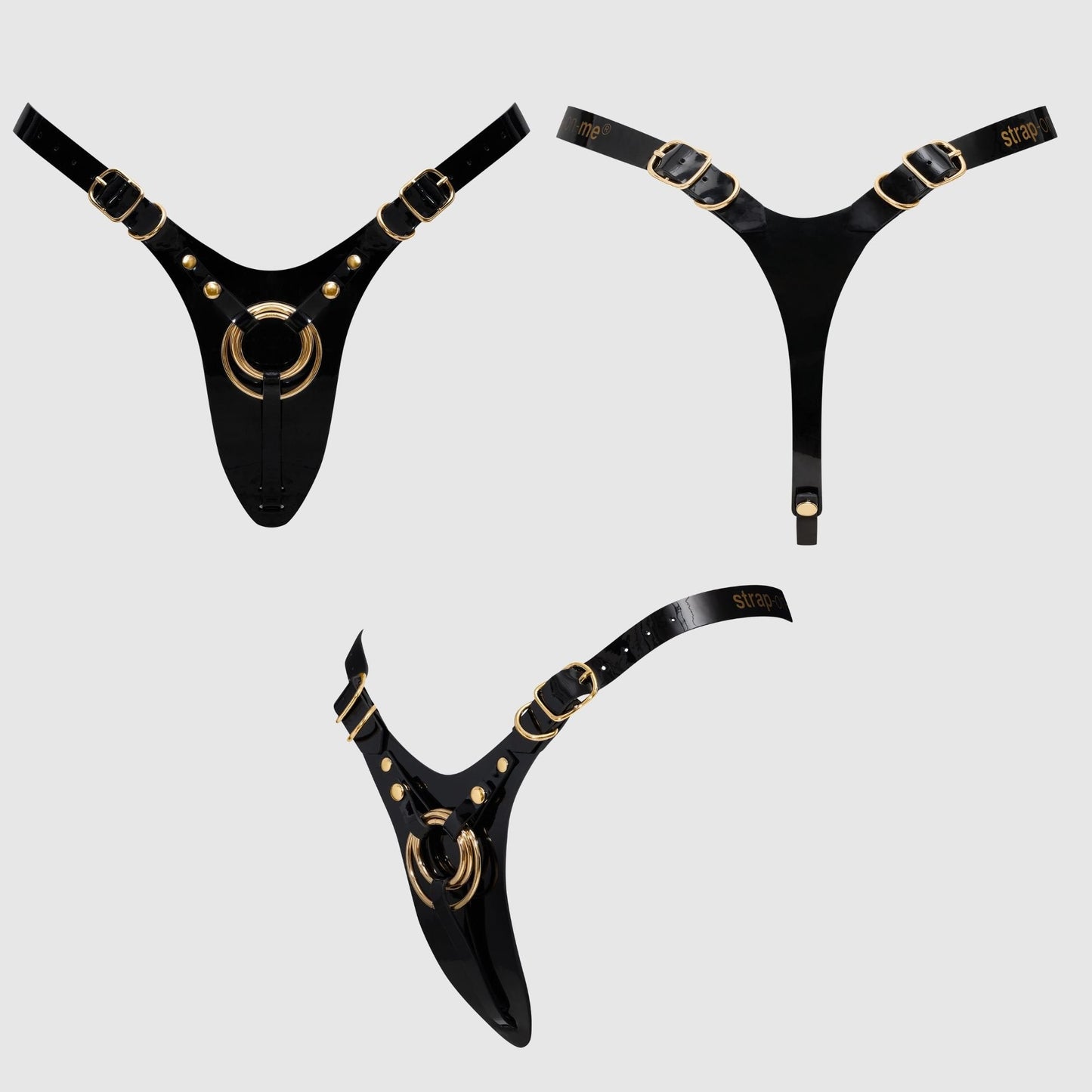 LEATHERETTE HARNESS FABULOUS - ONE SIZE - BLACK GLOSSY