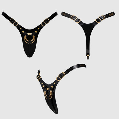 LEATHERETTE HARNESS FABULOUS - ONE SIZE - BLACK GLOSSY