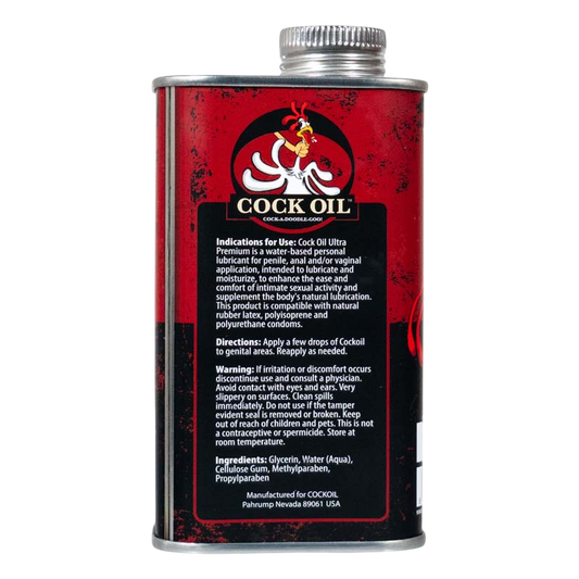 Cock Oil Water-Based Lubricant – Metal Can with Inner Plastic Liner 9 oz