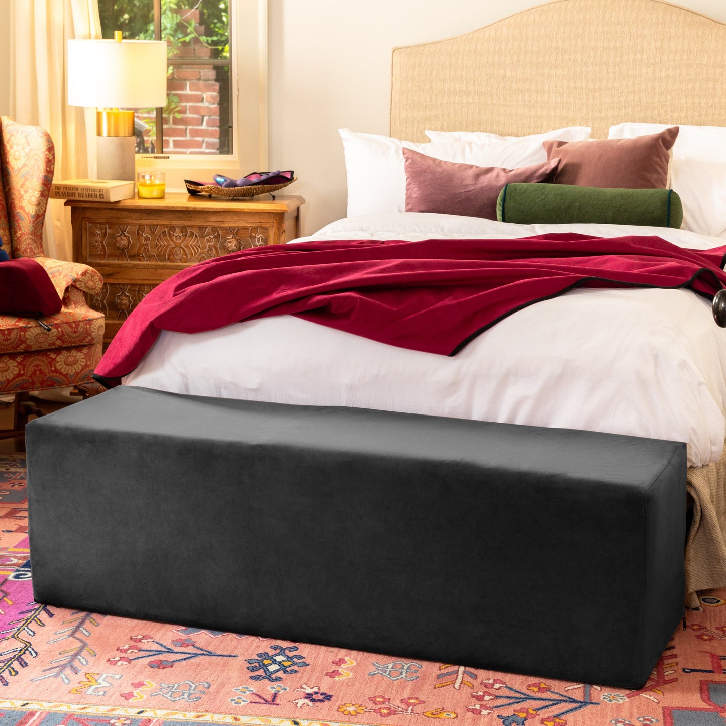 Aria Flip Chaise 18 Inch Wide - Convertible Sex Chair and Bed Bench, Black