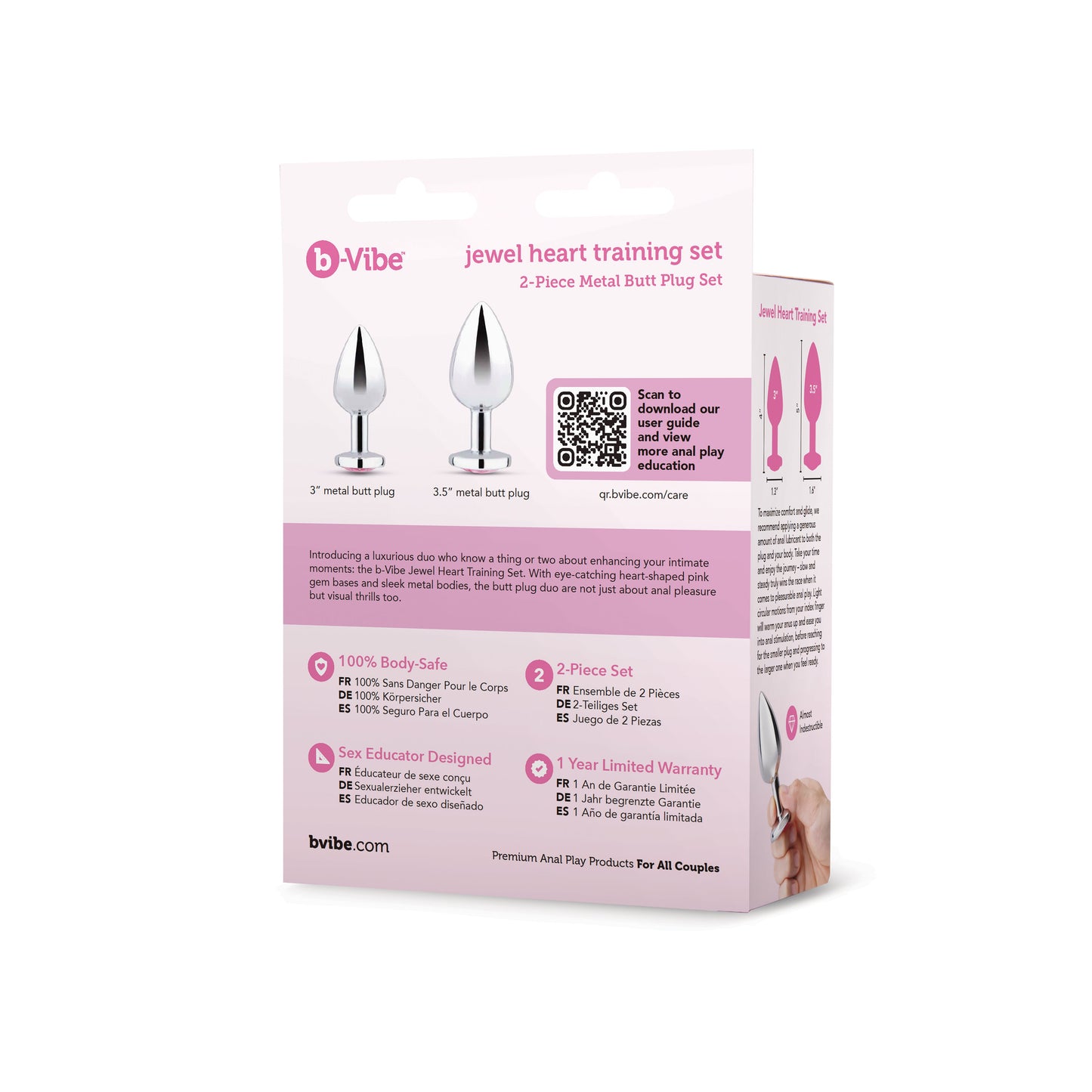 Jewel Heart Metal Butt Plug Training Set